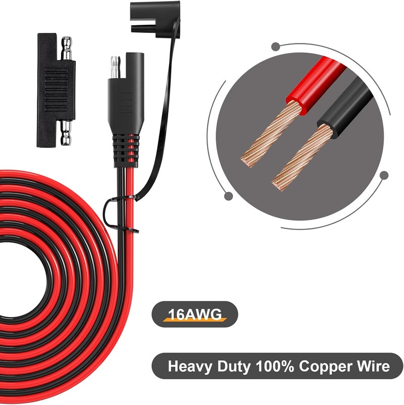 Magic Mask 12FT 16AWG SAE Extension Cable, SAE Connector Cable Quick Disconnect Connector 16AWG, for Automotive, Solar Panel Panel Plug - Image 3