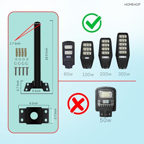 Homehop All in one Street Light White Mounting Pole Aluminum Alloy - Image 3