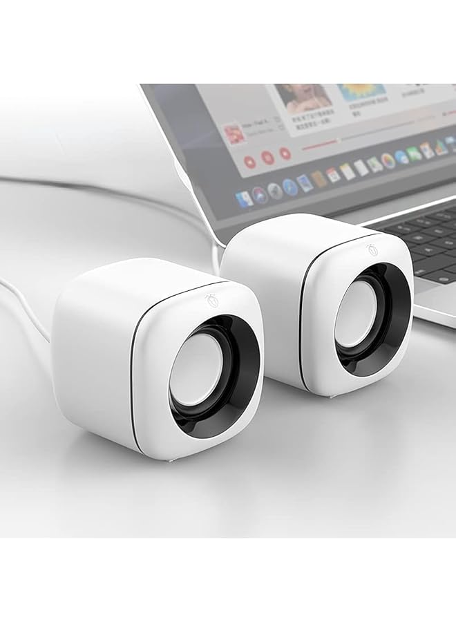erorex Usb Computer Speaker For Laptop Pc Subwoofer Wired Music Player Audio Speakers Deep Bass Sound Loudspeaker Not Bluetooth Speaker White 