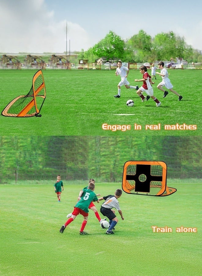 والالا أهداف كرة قدم للأطفال، 4 في 1 أهداف كرة قدم قابلة للطي مع حقيبة حمل، أعمدة مرمى كرة قدم محمولة، شبكة كرة قدم للتدريب الداخلي والخارجي للأولاد والبنات، برتقالي - Image 2