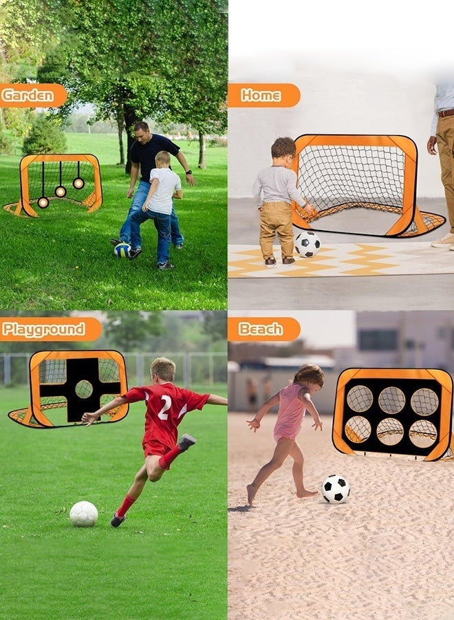 والالا أهداف كرة قدم للأطفال، 4 في 1 أهداف كرة قدم قابلة للطي مع حقيبة حمل، أعمدة مرمى كرة قدم محمولة، شبكة كرة قدم للتدريب الداخلي والخارجي للأولاد والبنات، برتقالي - Image 5