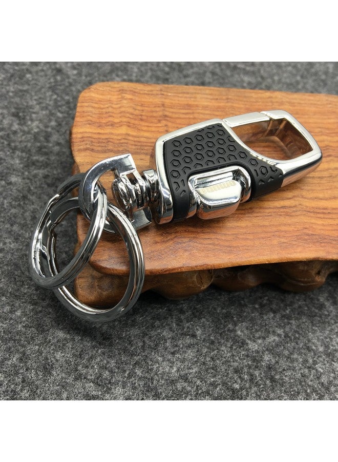 TECHSON Key Chain with Clip Hook and 2 Extra Detachable Rings, Zinc Alloy Heavy Duty Durable Car Key Chains for Men and Women (Black) - Image 5