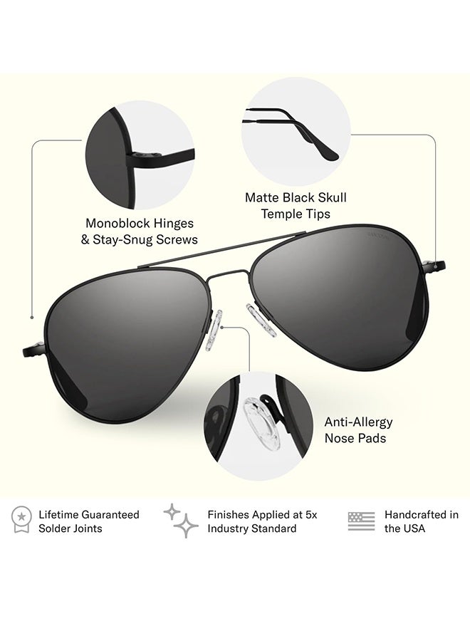 نظارات شمسية طيار مستقطبة وغير مستقطبة مع حقيبة نظارات وقماش نظارات للرجال والنساء حماية من الأشعة فوق البنفسجية تصميم متين وطويل الأمد للملابس اليومية أسلوب الشارع السفر الشاطئ، إطار أسود عدسات رمادية - Image 4