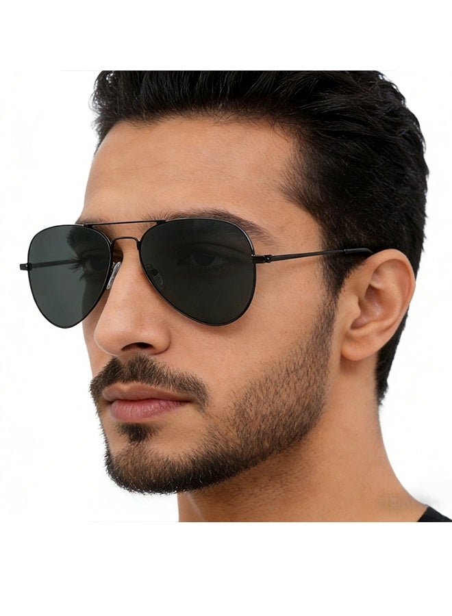 نظارات شمسية طيار مستقطبة وغير مستقطبة مع حقيبة نظارات وقماش نظارات للرجال والنساء حماية من الأشعة فوق البنفسجية تصميم متين وطويل الأمد للملابس اليومية أسلوب الشارع السفر الشاطئ، إطار أسود عدسات رمادية - Image 2