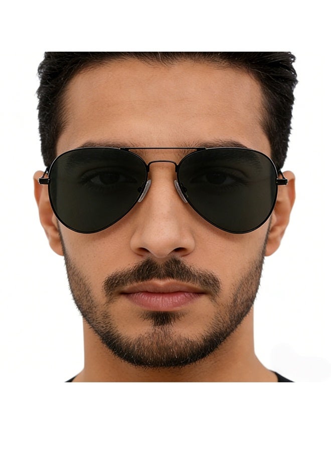 نظارات شمسية طيار مستقطبة وغير مستقطبة مع حقيبة نظارات وقماش نظارات للرجال والنساء حماية من الأشعة فوق البنفسجية تصميم متين وطويل الأمد للملابس اليومية أسلوب الشارع السفر الشاطئ، إطار أسود عدسات رمادية - Image 3