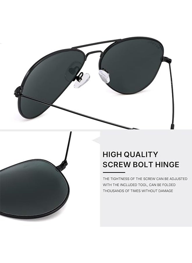 نظارات شمسية طيار مستقطبة وغير مستقطبة مع حقيبة نظارات وقماش نظارات للرجال والنساء حماية من الأشعة فوق البنفسجية تصميم متين وطويل الأمد للملابس اليومية أسلوب الشارع السفر الشاطئ، إطار أسود عدسات رمادية - Image 5