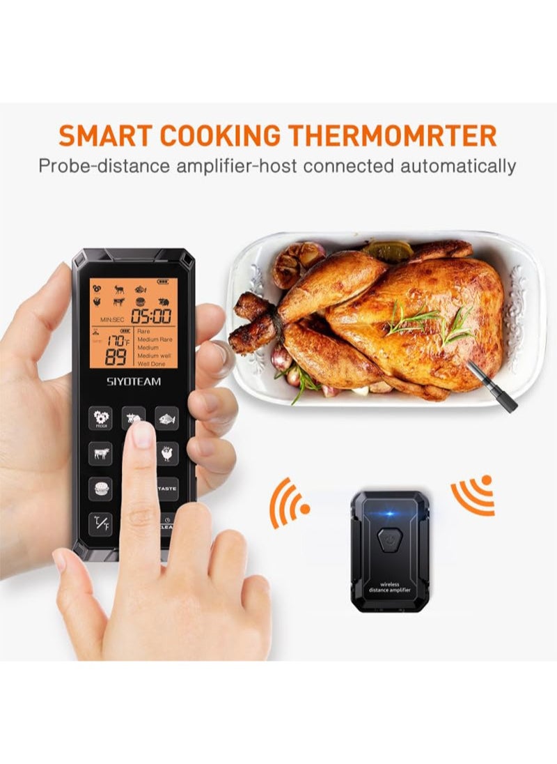Aikanbo - Wireless Meat Thermometer, Digital Meat Thermometer Wireless for Grilling and Smoking, Pre-Programmed and Rechargeable, 90m Remote Range for Oven, Grill, Kitchen, BBQ, Smoker - Image 1