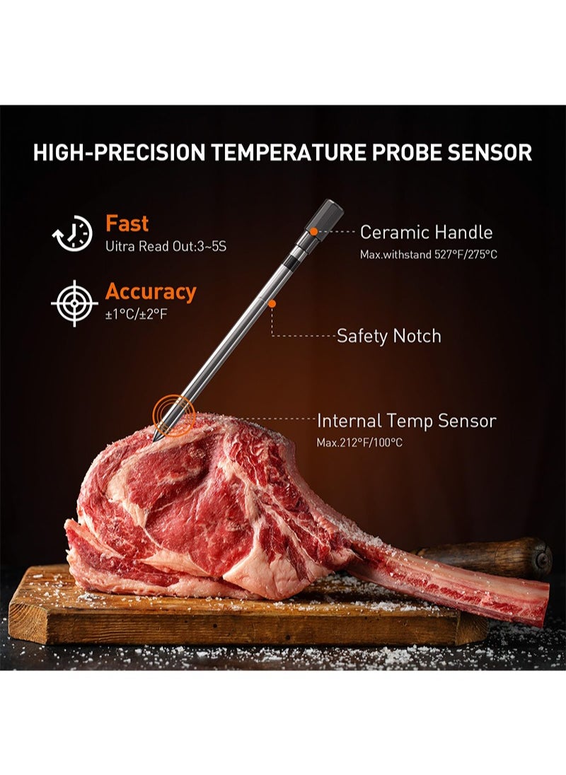 Aikanbo - Wireless Meat Thermometer, Digital Meat Thermometer Wireless for Grilling and Smoking, Pre-Programmed and Rechargeable, 90m Remote Range for Oven, Grill, Kitchen, BBQ, Smoker - Image 1