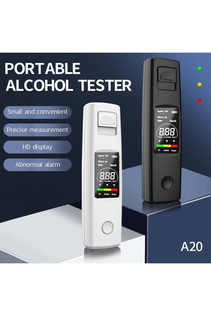 إيروريكس جهاز فحص الكحول المحمول باللون الأسود، جهاز فحص الكحول عالي الحساسية، مزود بمنفذ شحن من النوع C - Image 3