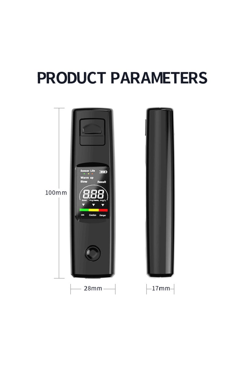 إيروريكس جهاز فحص الكحول المحمول باللون الأسود، جهاز فحص الكحول عالي الحساسية، مزود بمنفذ شحن من النوع C - Image 4