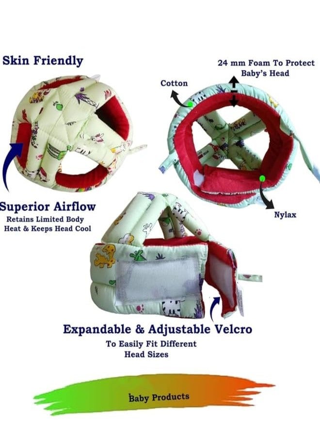 DAGDIYA Baby Safety Helmet | Infant Toddler Head Protector for 6-18 Months | Adjustable Baby Protective Cap for Crawling & Walking | Soft Child Safety Head Guard (Giraffe Print Green) - Image 2