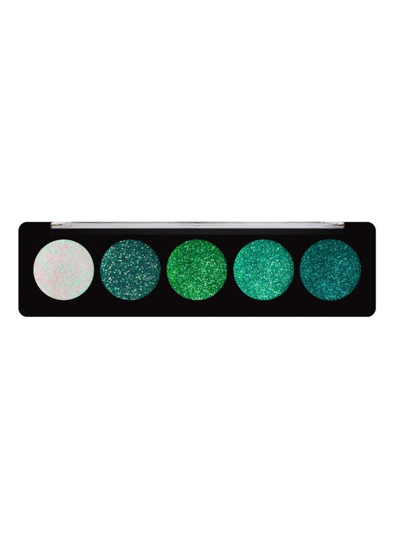 profusion Cosmetics Emerald Gems 5 Shade Glitter Eyeshadow Palette for Attractive Eye Look Raise Your Makeup Game to the Next Level with Premium Beauty Tool