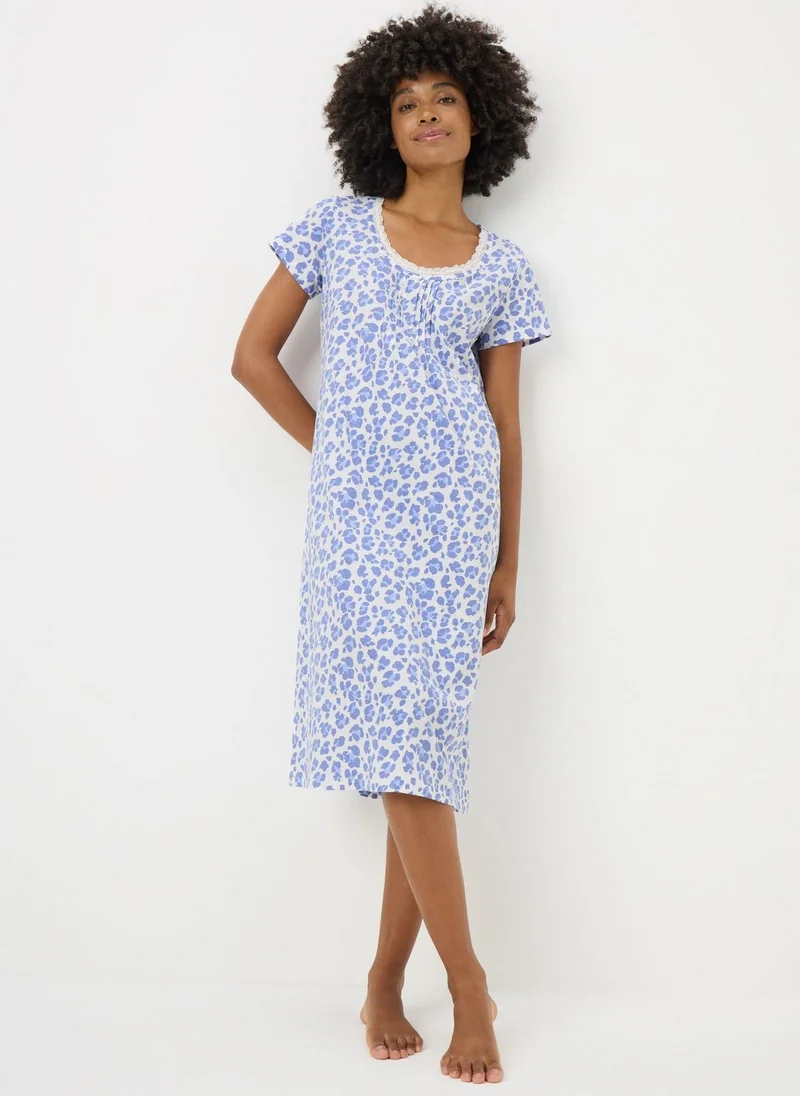 Matalan Blue Lace Floral Nightie