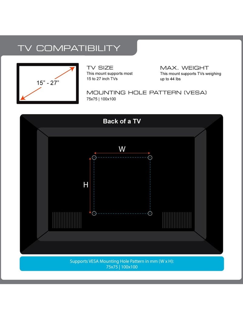 ELTRAZONE Qg-TM-022-Blk Articulating TV Wall Mount /15-27, Black, 13-27-Inch - Image 3