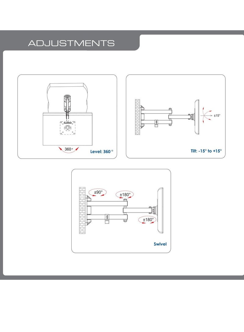 ELTRAZONE Qg-TM-022-Blk Articulating TV Wall Mount /15-27, Black, 13-27-Inch - Image 5