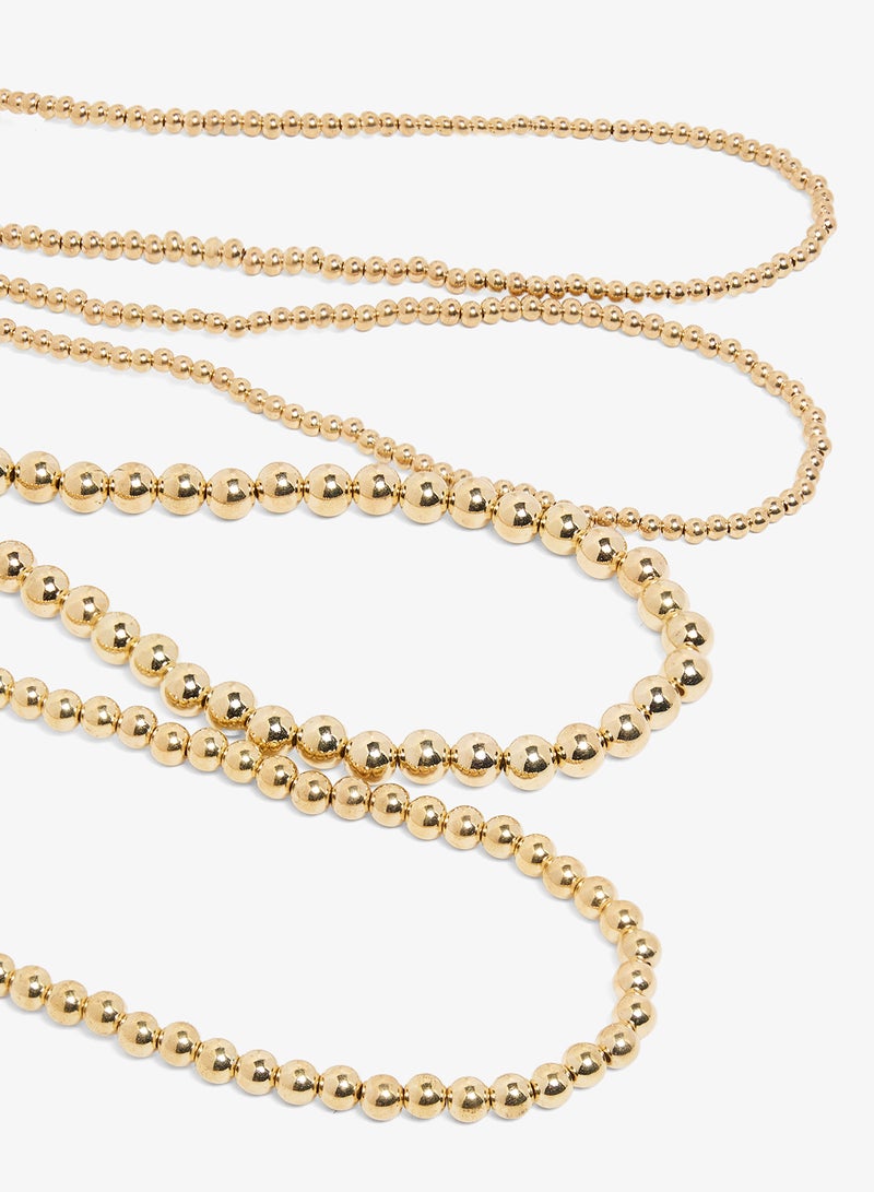 Ginger Gold Beaded Detail Necklaces - Image 1