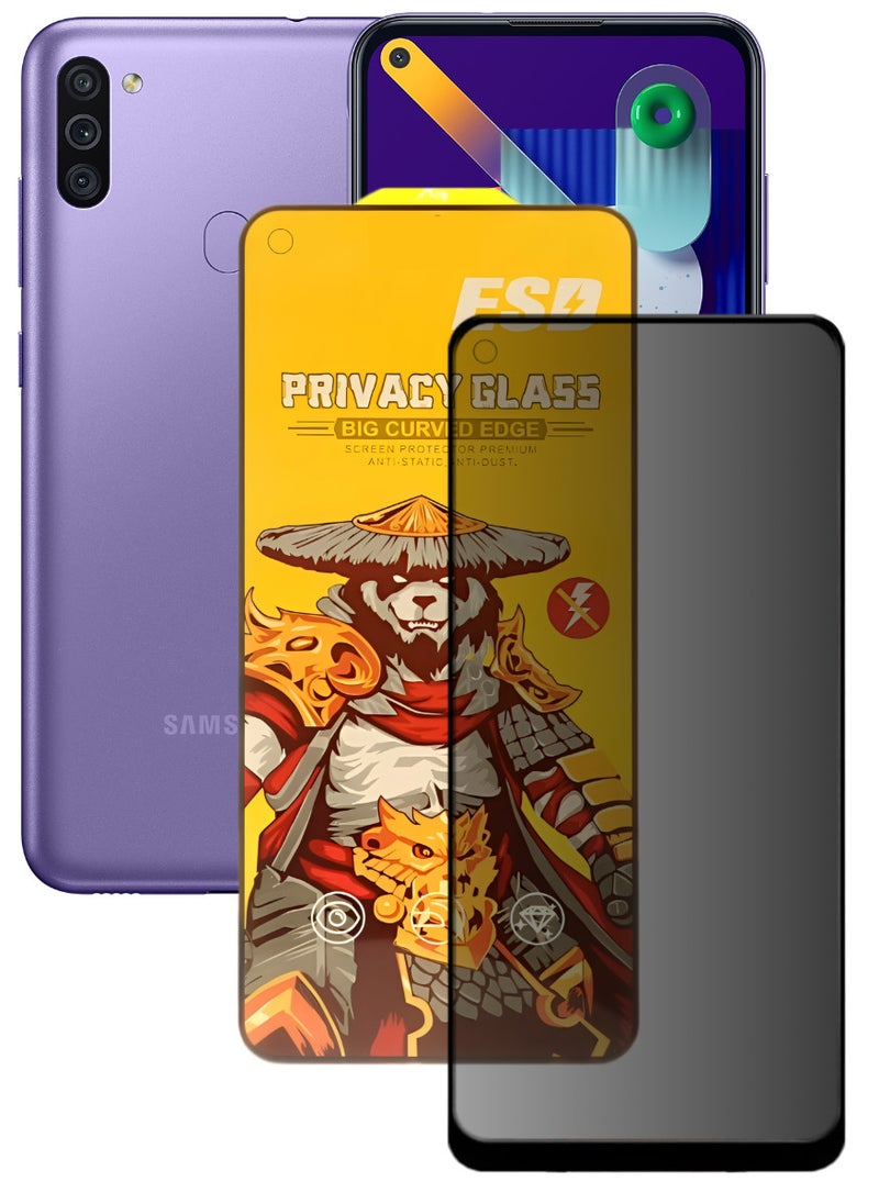 ESD Tempered Dustproof Privacy Glass Screen Protector Compatible For Samsung Galaxy M11 - Image 1