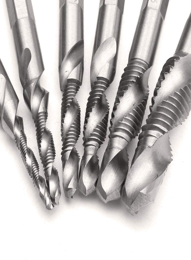 Mesee 6 Pieces Drill Tap Combination Bit Set, 1/4'' Hex Shank HSS Deburr Countersink Bits Spiral Screw Tap Tool Kit - Imperial 1/8 5/32 3/16 1/4 5/16 3/8 - Image 2