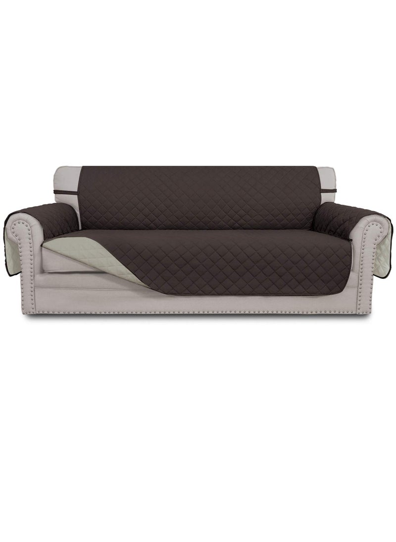 Easy-Going EasyGoing Reversible Couch Cover for 3 Cushion Couch Sofa Cover for Dogs Water Resistant Furniture Protector Cover with Foam Sticks Elastic Straps for Pet Cat Sofa ChocolateBeige 