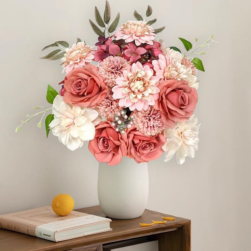 OrgMemory Artificial Flower, Various Artificial Flowers, Wedding Decoration Flowers for Table, Cake Decoration Wedding Edible, Decorative Flowers for Wedding Cakes (Dusty Red Pink) - Image 3
