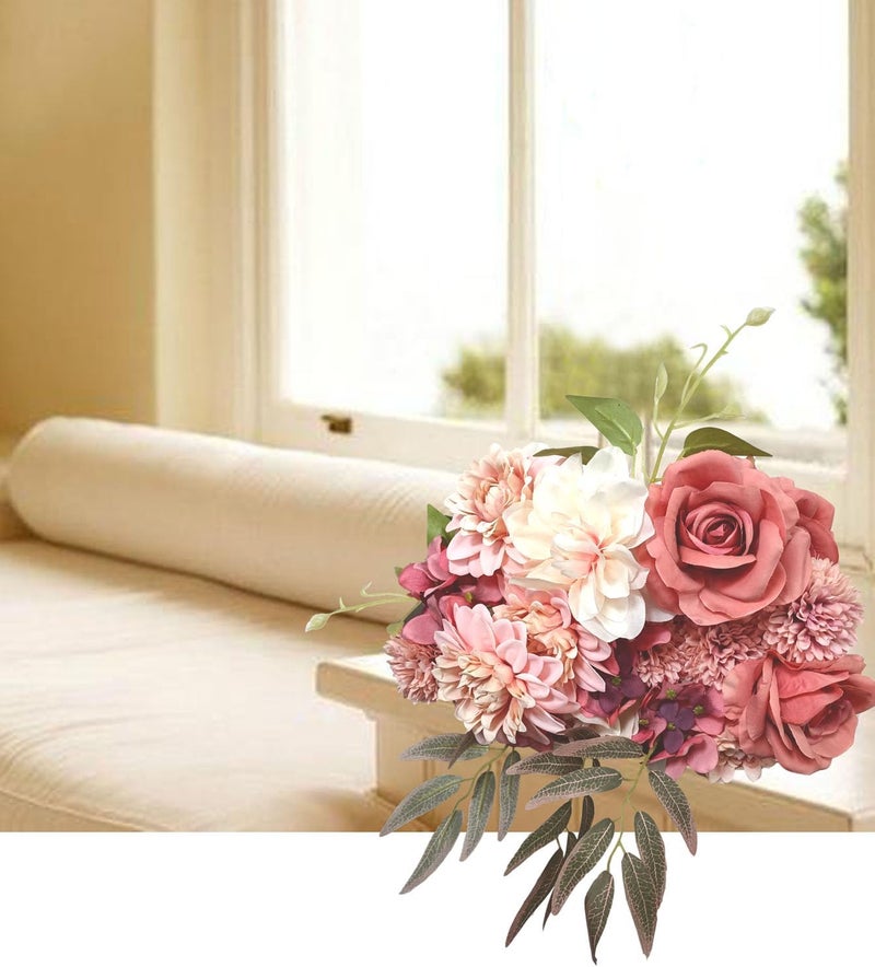 OrgMemory Artificial Flower, Various Artificial Flowers, Wedding Decoration Flowers for Table, Cake Decoration Wedding Edible, Decorative Flowers for Wedding Cakes (Dusty Red Pink) - Image 2