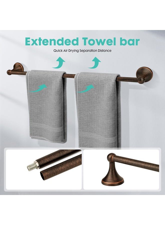 Ntipox Antique 4 Piece Bathroom Hardware Accessories Set Oil Rubbed Bronze,24 Inch Towel Bar Set with Double Post Pivoting Toilet Paper Holder,Towel Rack Set Vintage,Bathroom Towel Holder Set Bronze - Image 2