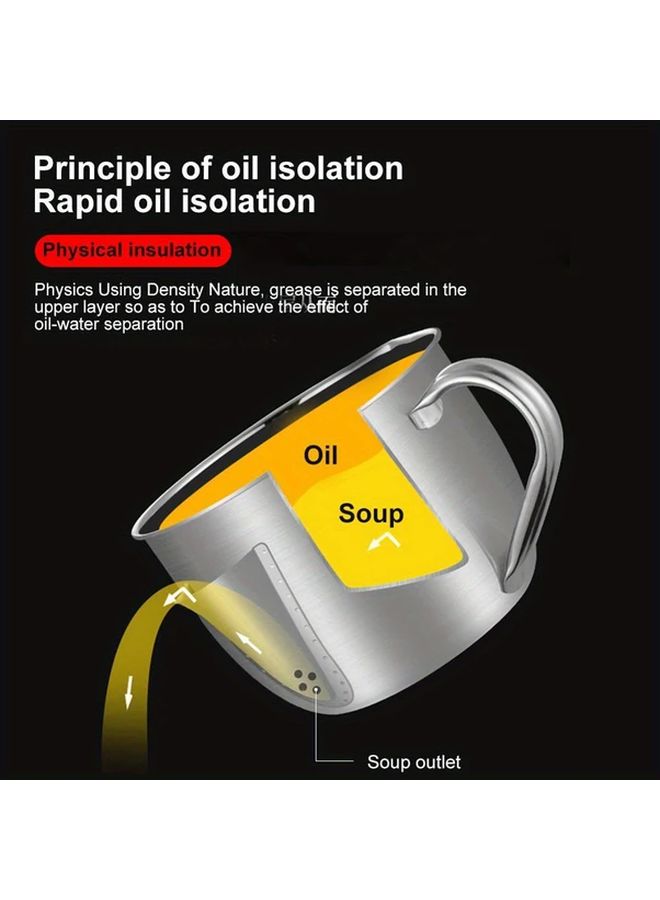 Stainless Steel Fat Separator 500ml Silvery Oil Gravy Strainer With Pour Spout - Image 2