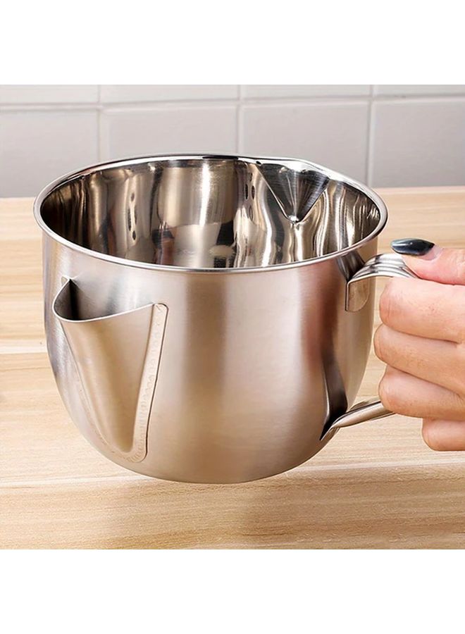 Stainless Steel Fat Separator 500ml Silvery Oil Gravy Strainer With Pour Spout - Image 1
