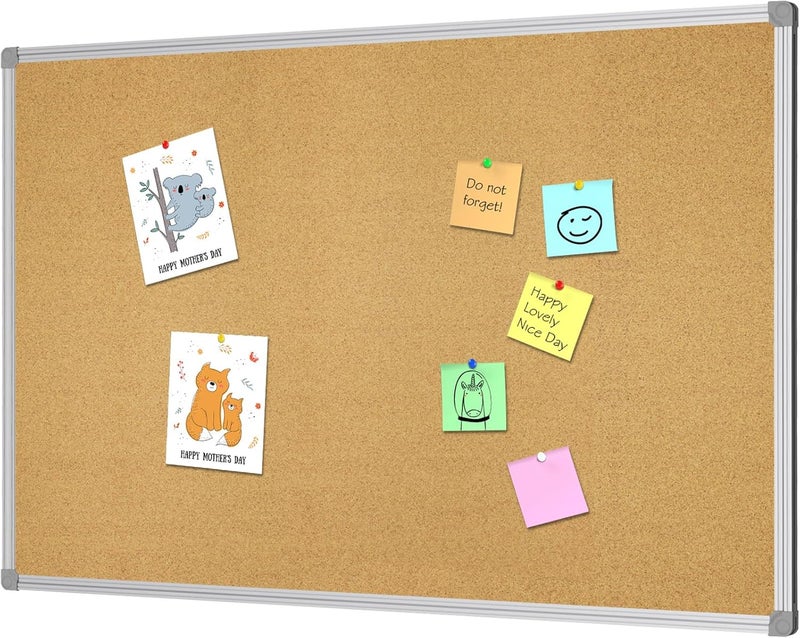 Lockways Cork Board Bulletin Board, Double Sided Corkboard 36" x 24", Wall-Mounted Aluminum Framed Message Presentation Notice Board 3 x 2 - Image 1