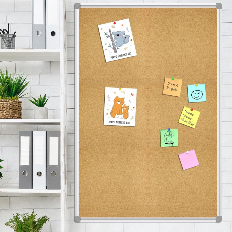 Lockways Cork Board Bulletin Board, Double Sided Corkboard 36" x 24", Wall-Mounted Aluminum Framed Message Presentation Notice Board 3 x 2 - Image 5