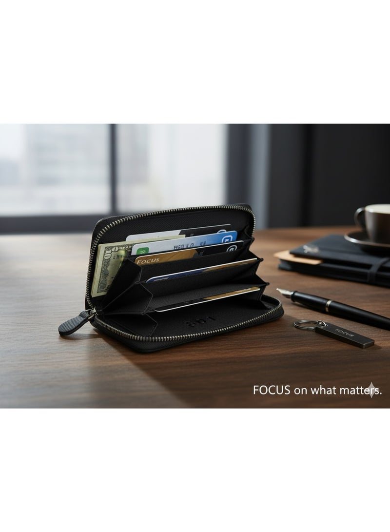 Focus 501 Slim Zippered Card Case – blue Matte Finish - Image 3