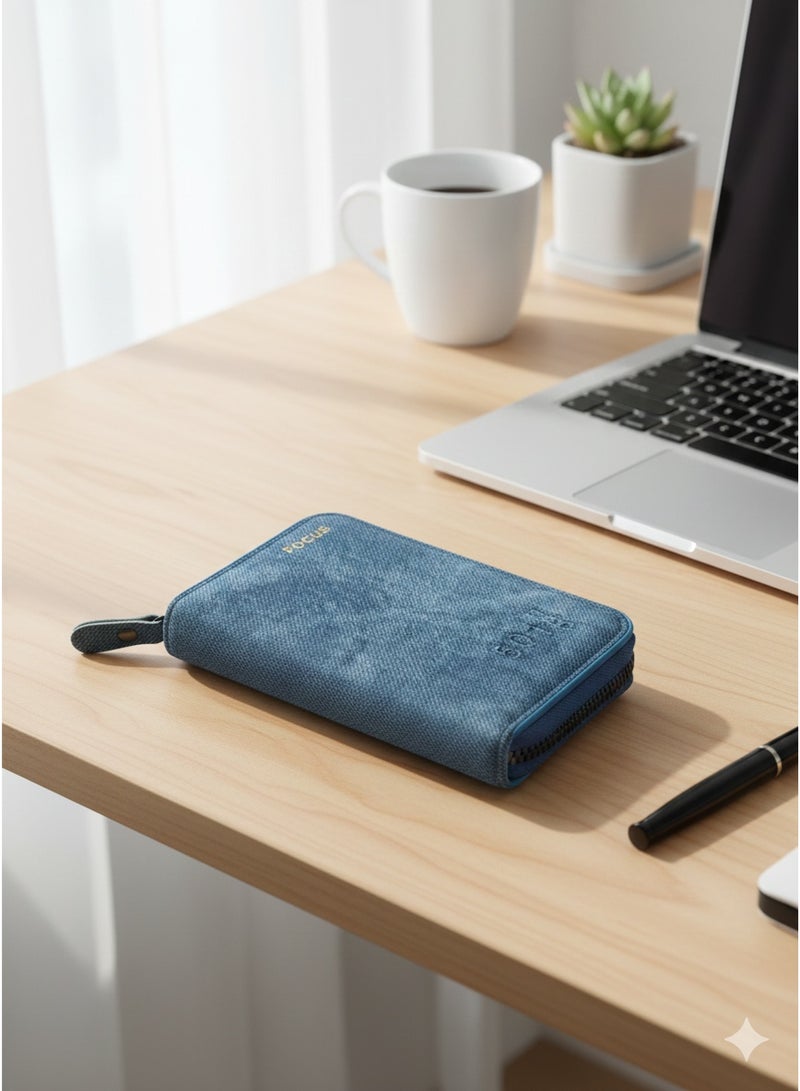 Focus 501 Slim Zippered Card Case – blue Matte Finish - Image 5
