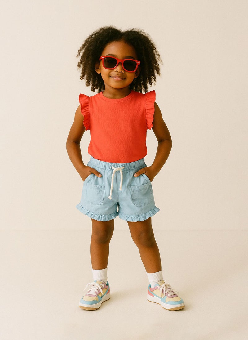 مينوتي توب بناتي بدون أكمام بكشكش على الأكتاف - Image 1