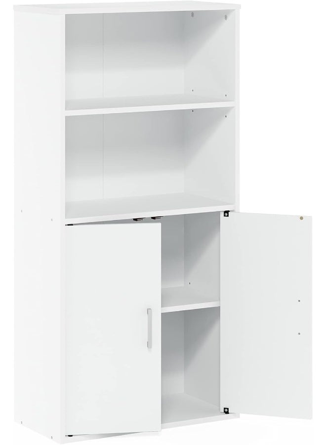 MODERN HOME White Bookcase with 2-Door Bottom Cabinet | Multi-Use Office & Home Storage - Image 5