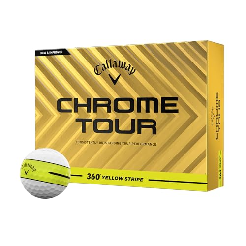 Callaway Golf Chrome Tour 360 Stripe Golf Ball Yellow - Image 1