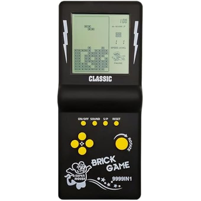 RETRO GAME CONSOLE BLOCK MULTIPLE GAMES LEVEL/SPEED ADJUSTABLE PORTABLE CONSOLE BRICK GAME PUZZLE ELECTRONIC TOYS KIDS/FRIENDS/CHRISTMAS GIFTS (BLACK) - Image 1