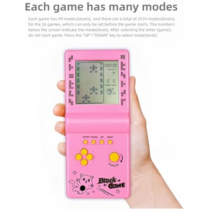 RETRO GAME CONSOLE BLOCK MULTIPLE GAMES LEVEL/SPEED ADJUSTABLE PORTABLE CONSOLE BRICK GAME PUZZLE ELECTRONIC TOYS KIDS/FRIENDS/CHRISTMAS GIFTS (BLACK) - Image 5