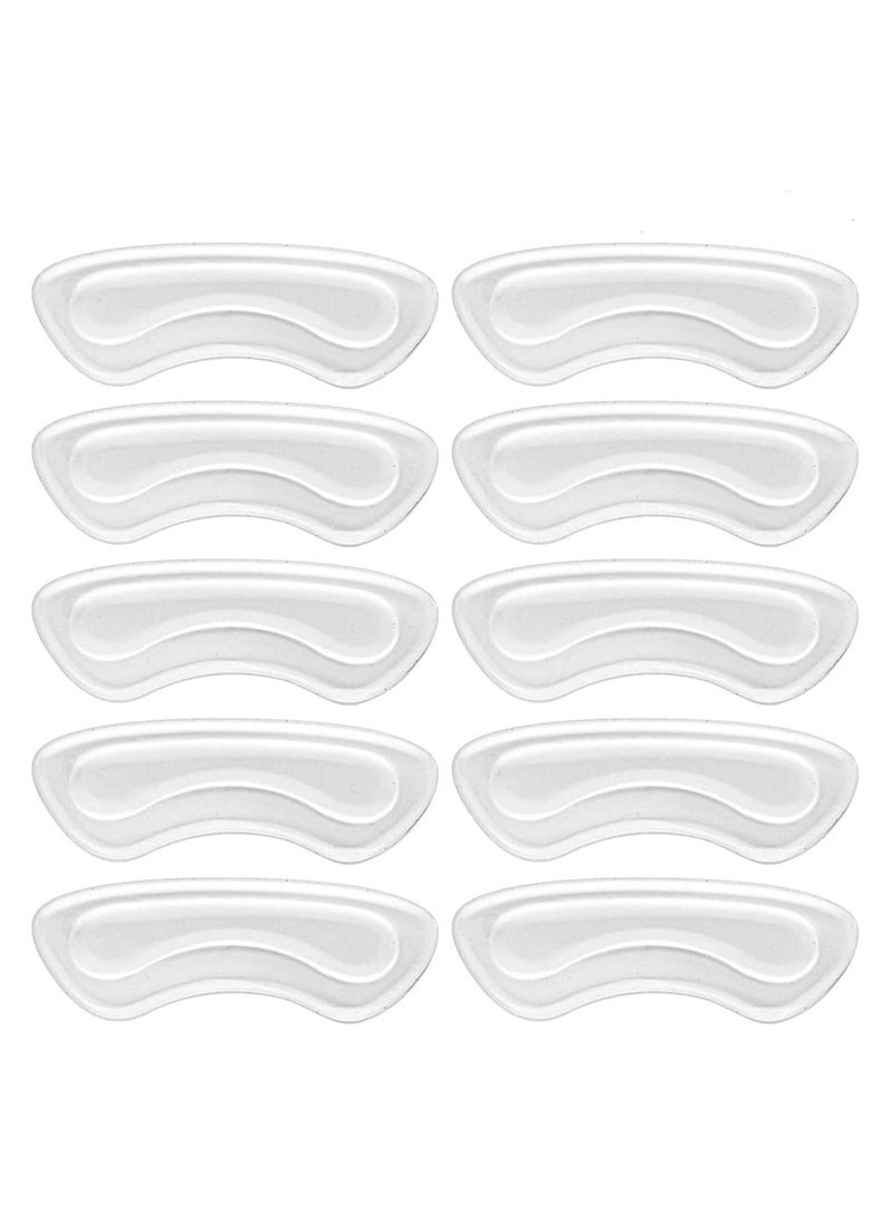 Heel Cushion Inserts, Clear Heel Cushion Pad Stickers Liner Self Adhesive High Heel Silicone Non Slip Shoe Cushion Pads Stickers, Foot Care Protector for Women and Girls 10 Pairs - Image 1