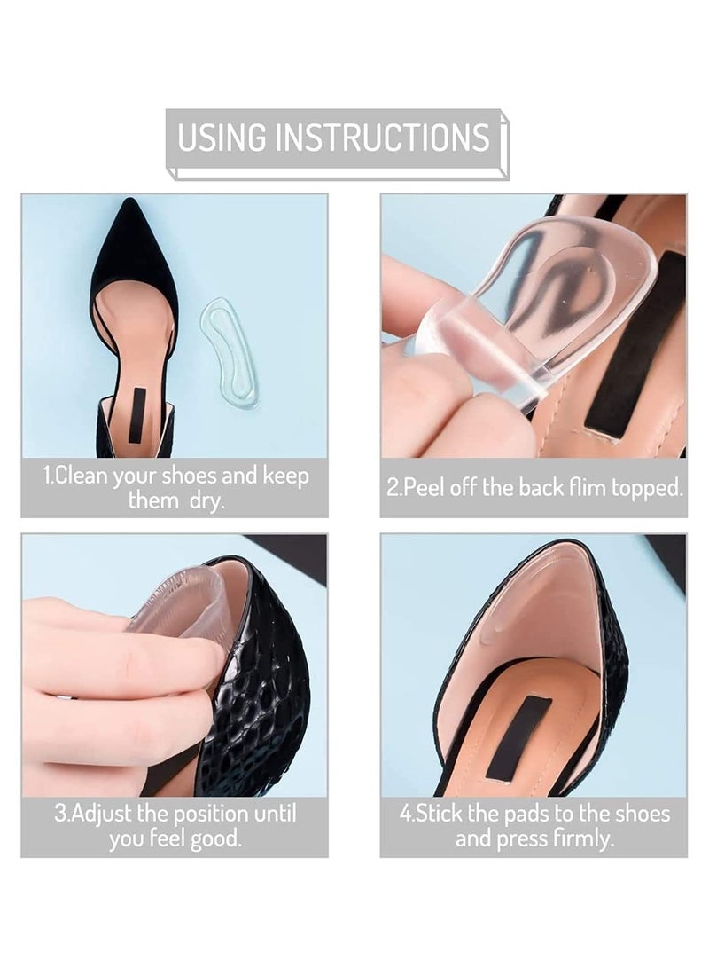 Heel Cushion Inserts, Clear Heel Cushion Pad Stickers Liner Self Adhesive High Heel Silicone Non Slip Shoe Cushion Pads Stickers, Foot Care Protector for Women and Girls 10 Pairs - Image 4