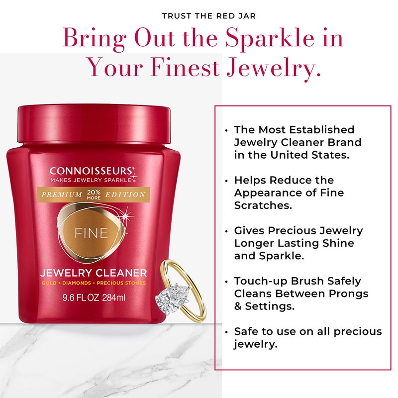 Connoisseurs Premium Edition Fine Jewelry Cleaner Solution for Gold, Diamonds, Platinum, and Gemstones - 9.6 fl oz - Restores Brilliance in Seconds - Image 3