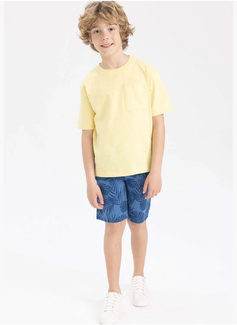 ديفاكتو Boy Oversize Fit Crew Neck Knitted Short Sleeve T-Shirt