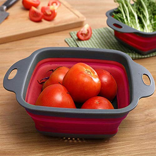 CONNECTWIDE CONNECTWIDE Collapsible Silicone Square Colander Washing Drain Basket Strainer Filter Basket Size: 29 cm (Orange)  - Image 3