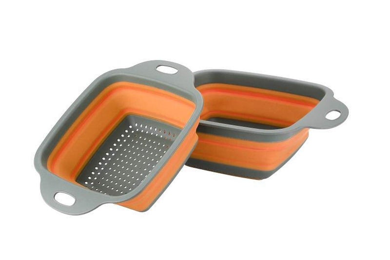 CONNECTWIDE CONNECTWIDE Collapsible Silicone Square Colander Washing Drain Basket Strainer Filter Basket Size: 29 cm (Orange)  - Image 4