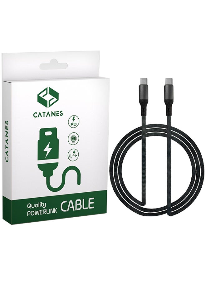 CATANES Fast USB-C to USB-C Cable Premium Braided Fast Charging and Data Transfer, PD Supported 1m - Black - Image 2