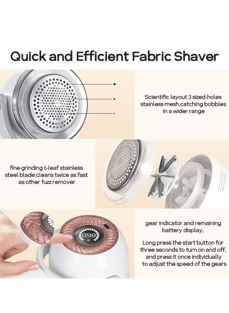 SYOSI Rechargeable Fabric Shaver Efficient and Durable Lint Remover Portable Sweater Shaver with 3 Speeds LED Digital Display and 6 Leaf Blades Lint Remover for Clothes Carpets Sofas and Furniture - Image 3