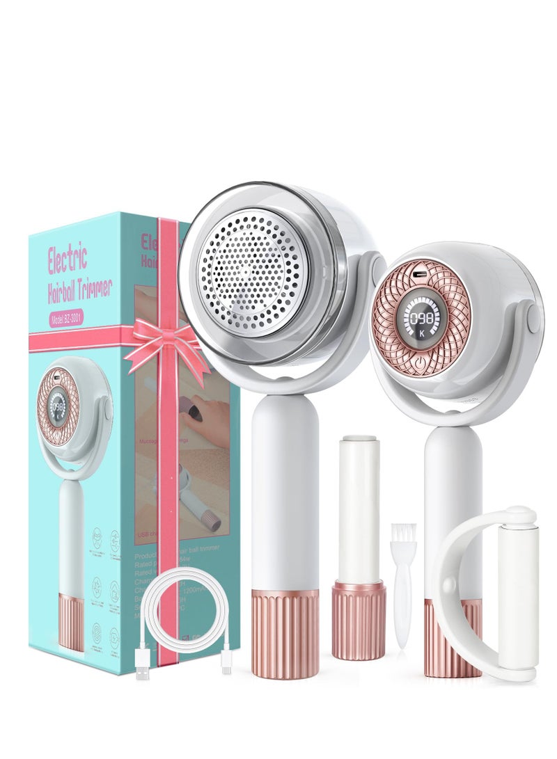 SYOSI Rechargeable Fabric Shaver Efficient and Durable Lint Remover Portable Sweater Shaver with 3 Speeds LED Digital Display and 6 Leaf Blades Lint Remover for Clothes Carpets Sofas and Furniture - Image 1