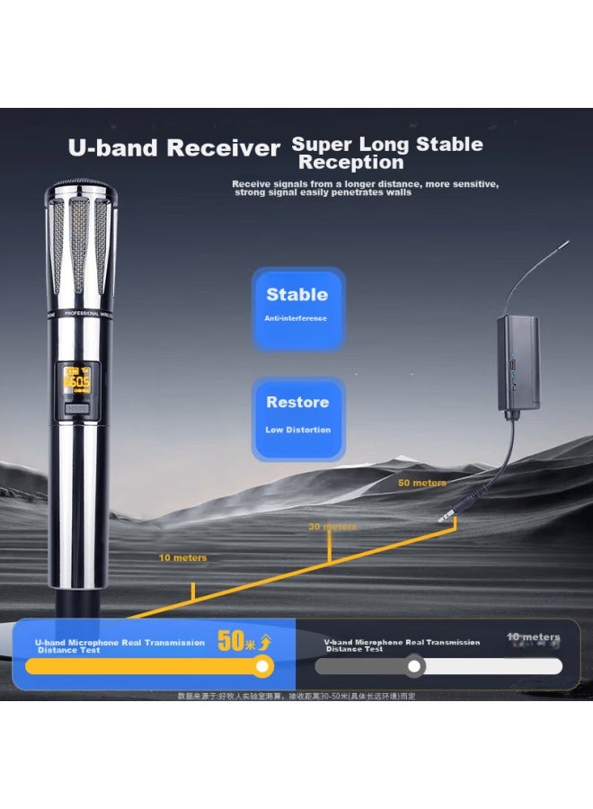 The Good Shepherd Good Shepherd Wireless Microphone, Home Ktv Singing, Stage Hosting, Conference Speaking, Outdoor Karaoke, Tv Speaker, Amplifier, Sound System, Anti-howling, Metal, Rechargeable, Professional, Versatile, Universal - Image 4