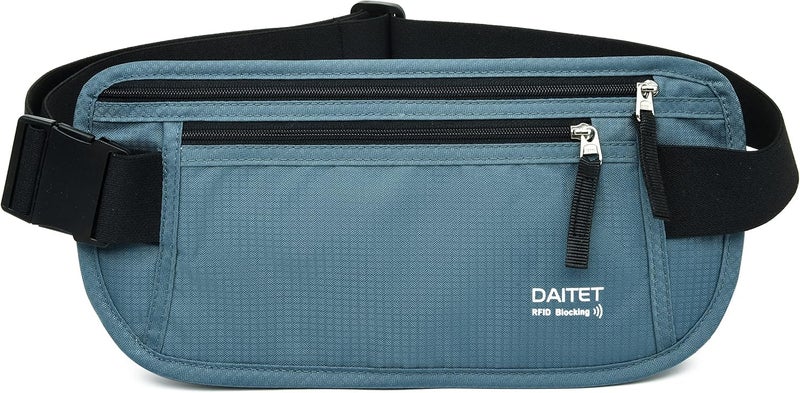 DAITET حزام النقود - حامل جواز السفر، محفظة سفر مخفية آمنة مع حجب RFID، حزام خفي للخصر - Image 1
