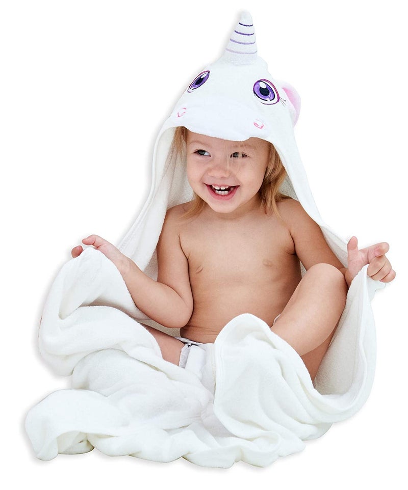 HIPHOP PANDA HIPHOP PANDA Hooded Towel Rayon Made from Bamboo Bath Towel with Bear Ears for Newborn Babie Toddler Infant Absorbent Large Baby Towel Unicorn 375 x 375 Inch 