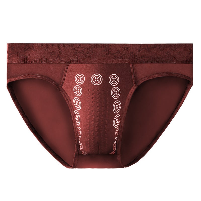 Mens Anion Underwear Mens Summer Thin Briefs Comfortable Breathable Sports Four-Corner Shorts Mid-Waist Underpants Jujube  - Image 1